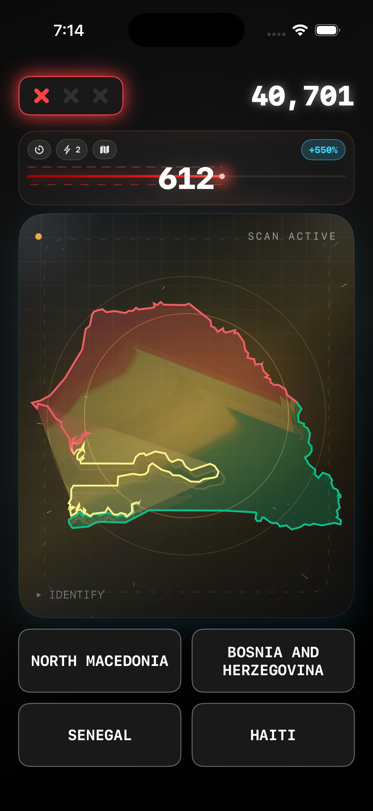 Country outline with flag colors settling after laser reveal